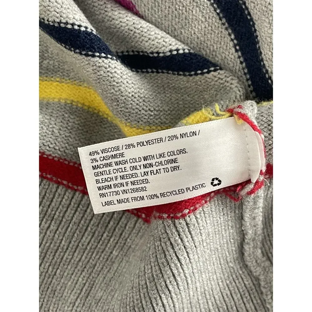 La Ligne Target Sweater Women 1X Gray Striped Cashmere Blend Pulover Crop N275